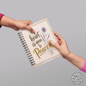 Inspirational Sunflower Notebook: My Heart Is Open to Peace - 6x8 Spiral Journal image 4