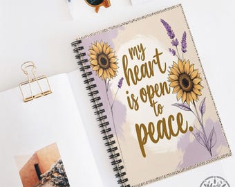 Sunflower Lavender Spiral Notebook: Inspirational Quote Journal