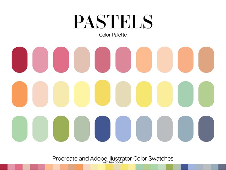 Pastels Color Palette Procreate .swatches Adobe Illustrator Etsy