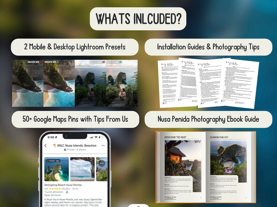 Map Photographic Features Nusa Penida Bali Google Maps Travel Guide Bundle (50+ Google Maps Pins ...