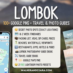 Lombok Travel Guide Bundle - 100+ Google Maps Pins mit Tipps, Reisen & Fotografie eBooks, KOSTENLOSE Foto-Presets und mehr!