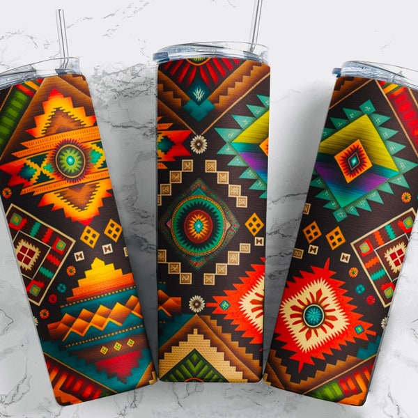 Beautiful Colorful Southwest Style Sublimation Tumbler PNG file design