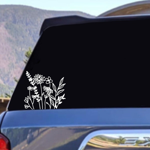 Boho Wildflowers | Car Sticker | Truck Decal | Car Window Sticker Decal