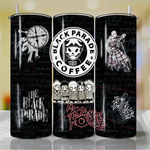 MCR My Chemical Romance Black Parade Coffee Emo Sublimation Tumbler PNG file design