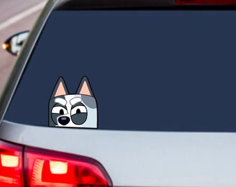 Dog Family Peekers Gray Dog Mad Angry Puppy Stickers | Funny Decal | Car Sticker | Truck Decal | Car Window Sticker Decal