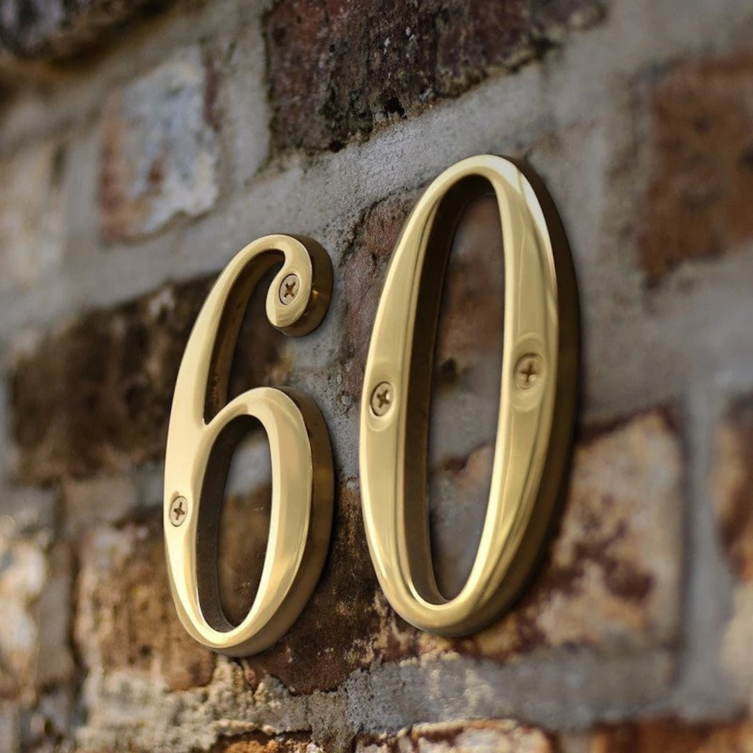 Brass House Numbers Sign Modern House Number Door Numbers Etsy