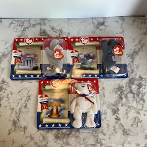 Ty McDonald’s American Trio Teeny Beanie Set of 3 – Libearty, Righty & Lefty – Original Packaging