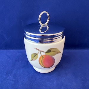 Vintage Royal Worcester Porcelain Egg Coddler - Peach Design - Made in UK - 3 in