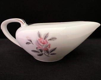 Vintage Noritake Rosales Creamer - Pink Rose Fine China with Platinum Trim (1956-1971)