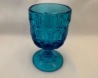 青いお月様　Melloglass Vintage L E Smith Aqua Blue Moon and Stars Glass Cordial - Etsy