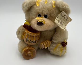 Vintage Cranky Yankers Honey Bear Bunch Plush 8” Laura Orzek Honey Pot Bee