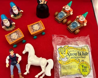 McDonalds Snow White and the Seven Dwarfs Happy Meal Toys - Vintage 1992 - Lot of 10