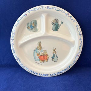 Vintage Peter Rabbit and Friends Divided Child’s Plate by F. Warne & Co. Beatrix Potter Nursery Dish
