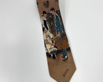 Norman Rockwell Baseball Silk Necktie 56x4 Vintage Americana Art Tie