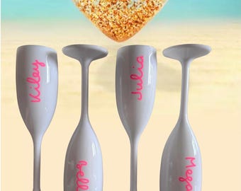 Personalized Love Island Name Champagne Flutes, Bach Party Favors, Custom Bachelorette Glass