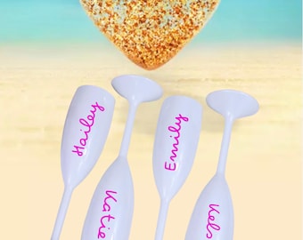 Personalized Love Island Name Champagne Flutes, Bach Party Favors, Custom Bachelorette Glass
