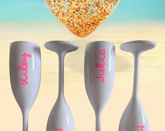 Personalized Love Island Name Champagne Flutes, Bach Party Favors, Custom Bachelorette Glass