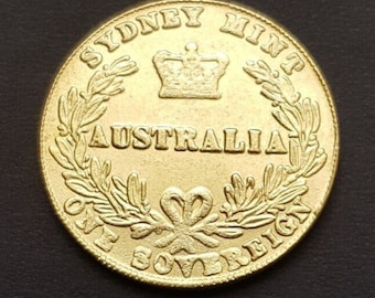 1855 Sydney Mint Gold Sovereign Collectors Coin Album Filler Token Victoria British Commonwealth