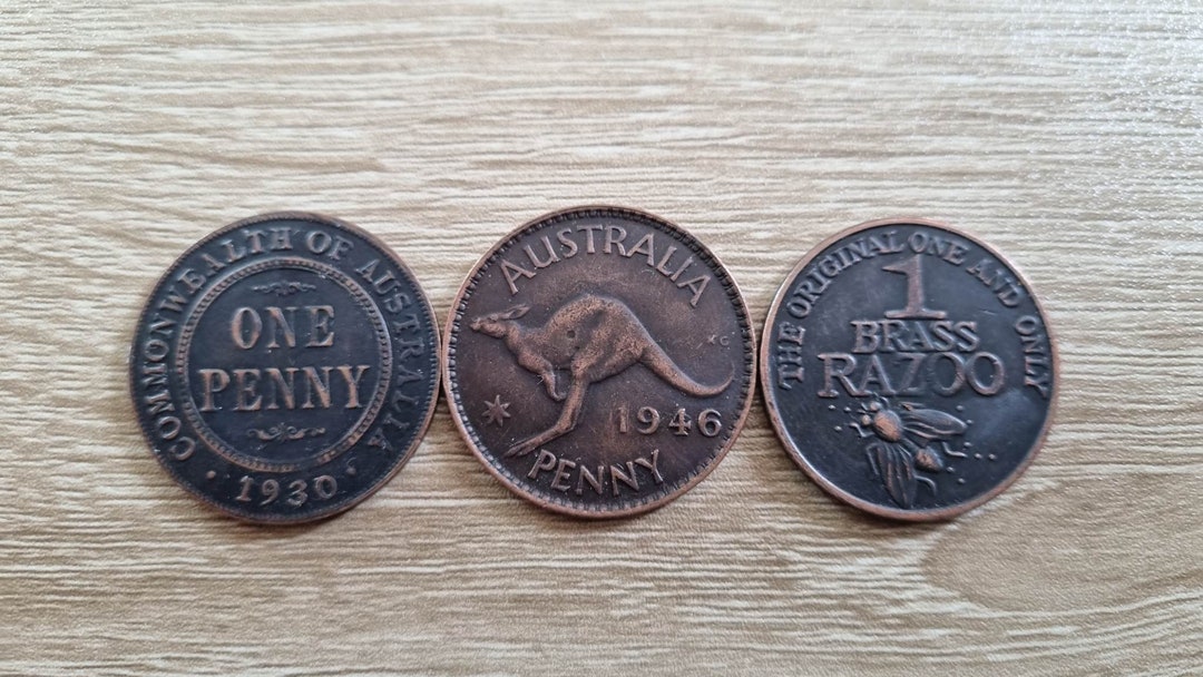 1930 1945 Penny Brass Razoo Coin Set Australian Collector Coins Etsy