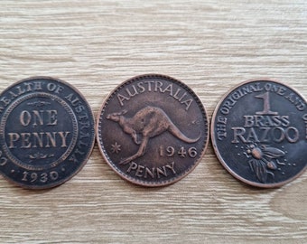 1930 1946 Penny Brass Razoo Coin Set - Australian Collector Coins