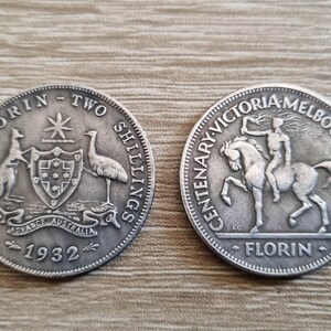 1934 1935 Australia Melbourne Centenary Florin and 1932 Florin Set Token Album Filler Coin