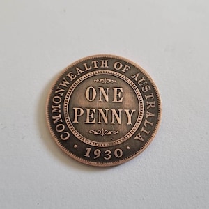 Australian 1930 One Penny KGV Collection Filler Coin Token