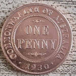 Australian 1930 One Penny KGV Collection Filler Coin Token
