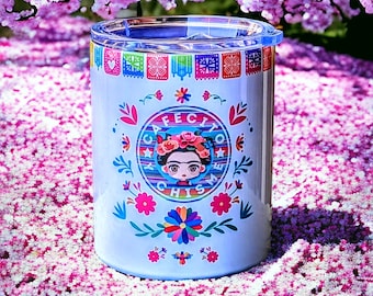 Frida Cafecito i Chisme Kubek ze stali nierdzewnej z pokrywką