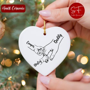 Custom Dad Hand Acrylic Ornament, Dad Kids Matching Christmas Ornament, Personalized Dad Fist Bump Ornament, Best Dad Ever Hand Ornament