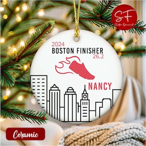 Custom Name Marathon Ornament, Boston Marathon 2023 Running Gift, Christmas Marathon Gift For Runner, Running Ornament, Marathon Runner Gift