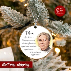 Personalized Mom Memorial Ornaments, Custom Dad Acrylic Ornaments, Personalized Photo Christmas Ornaments, Loved One Memory Heaven Ornaments