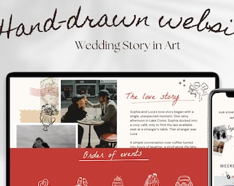 Tuscany Wedding Website Template: Hand-Drawn Italy Design (Canva Editable, Digital Download)