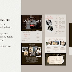 Page section included in Canva Wedding Website Template, Hand-drawn Vintage Aesthetic London Wedding Website, Save the date Template, Canva Website Wedding RSVP