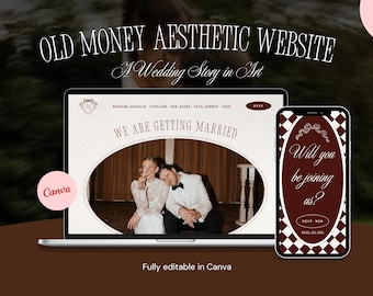 European Wedding Website Template, Old Money Style, Canva (Digital Download)