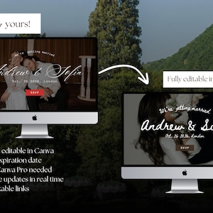 Fully customisable Canva Wedding Website Template, Hand-drawn Vintage Aesthetic London Wedding Website, Save the date Template, Canva Website Wedding RSVP