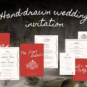 Tuscany Wedding Invitation Set: Hand-Drawn Italian Theme (Editable Canva Template)