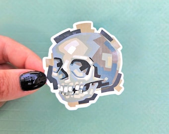 Neutral Skull Vinyl Sticker, Goth Decal, Laptop, Water Bottle