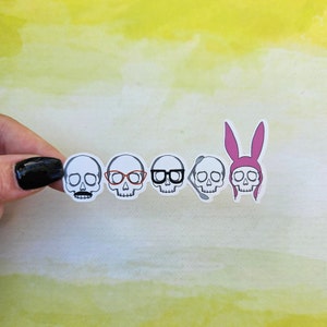 Bob&#39;s Burgers Family Vinyl Sticker, Belcher Skulls, Bob&#39;s Burgers Sticker, Belcher Family, Bob Belcher sticker, Bob&#39;s Burgers Gift idea