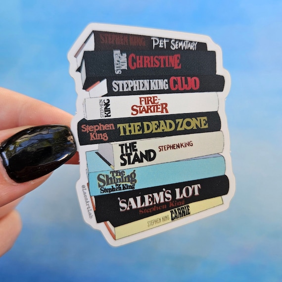 Stephen King Book Sticker, Book Lover Gift, Horror Sticker, Gift For Readers, Book Stack Sticker, Weather resistant vinyl sticker, Horror