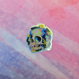 Glitter Skull Vinyl Sticker, Waterproof Emo Goth Decal image 1