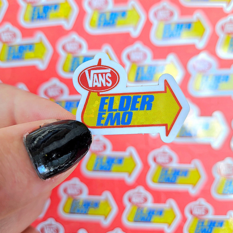 Elder Emo Vinyl Sticker, Warped Tour Inspired Sticker, Tiny Sticker, Outdoor Sticker, Emo Stickers, Vans Sticker, Elder Emo, Warped Tour Art 1 Inches