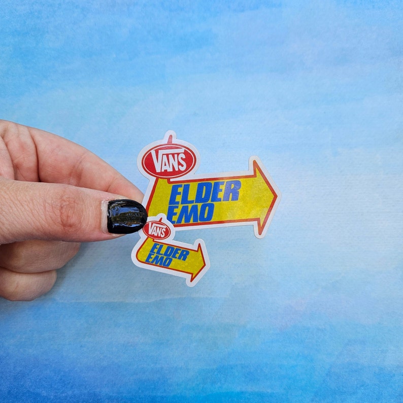 Elder Emo Vinyl Sticker, Warped Tour Inspired Sticker, Tiny Sticker, Outdoor Sticker, Emo Stickers, Vans Sticker, Elder Emo, Warped Tour Art 2 Inches