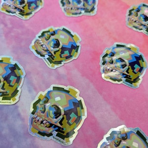 Glitter Skull Vinyl Sticker, Waterproof Emo Goth Decal image 2