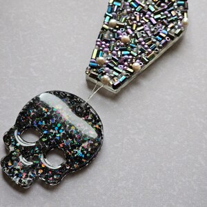 Black Coffin and Skull Refrigerator Magnet, Emo Kitchen Decor, Creepycore