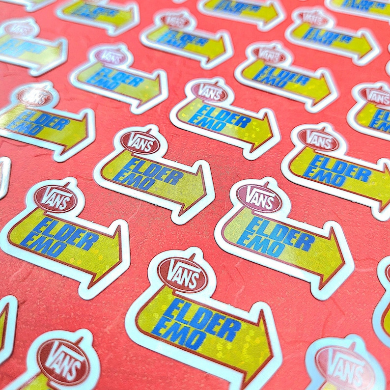 Elder Emo Vinyl Sticker, Warped Tour Inspired Sticker, Tiny Sticker, Outdoor Sticker, Emo Stickers, Vans Sticker, Elder Emo, Warped Tour Art image 2