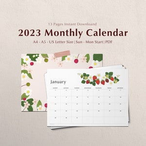 Monthly Planner 2023 Printable Calendar Template Pages - Etsy
