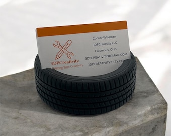 3D Printed Tire Business Card Holder, Mechanic Desk Organizer