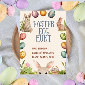 Ostereiersuche Einladung |Printable Osterparty Einladen | Eier- zitierendes Kinder-Osterfest