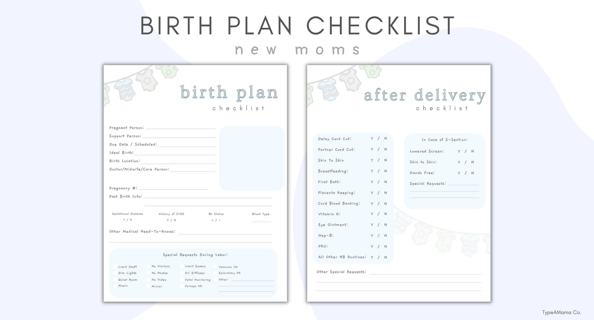 Birth Plan Checklists, New Mom Checklists, Birth Planning, Printable ...