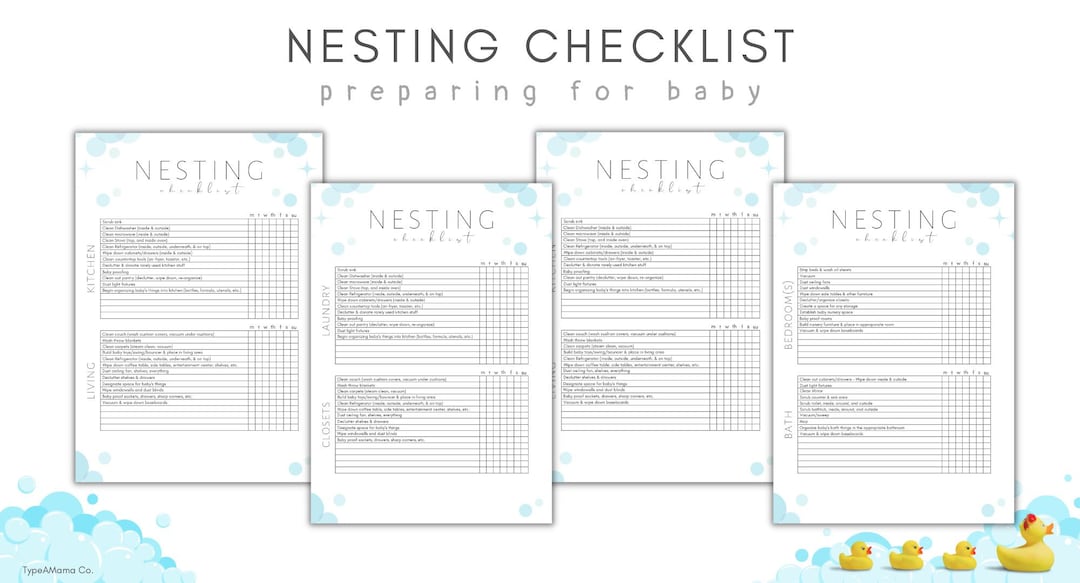 Nesting Checklists, Nesting List, Checklist for Nesting Moms, Nesting ...